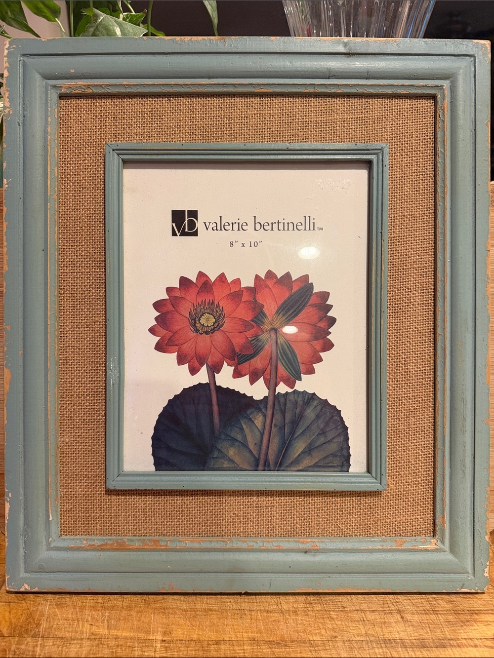 Valerie Bertinelli Seafoam Blue Frame with Natural Burlap Mat